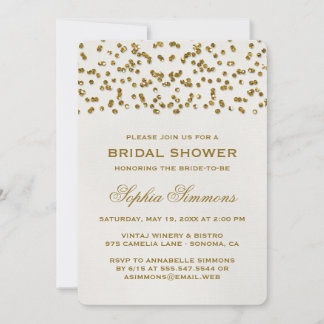 Gold Glamour Glitter Confetti Bridal Shower Invitation