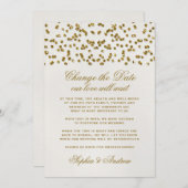 Gold Glamour Glitter Confetti Change the Date Invitation (Front/Back)