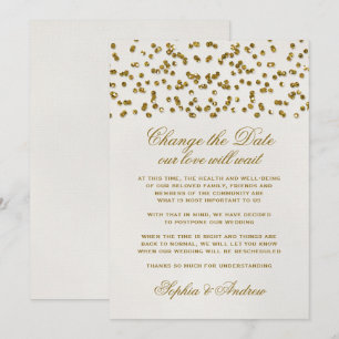 Gold Glamour Glitter Confetti Change the Date Invitation