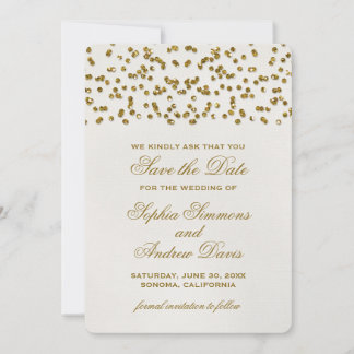 Gold Glamour Glitter Confetti Save the Date