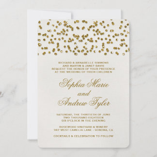 Gold Glamour Glitter Confetti Wedding Invitation