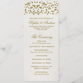 Gold Glamour Glitter Confetti Wedding Program