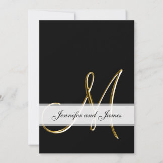Gold Glamour Monogram Wedding Invitation