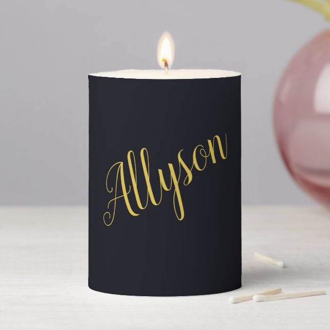 Gold glamour personalized  pillar candle (In Situ)