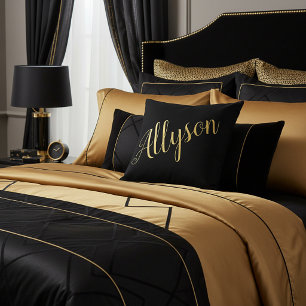 Gold glamour personalized  throw pillow