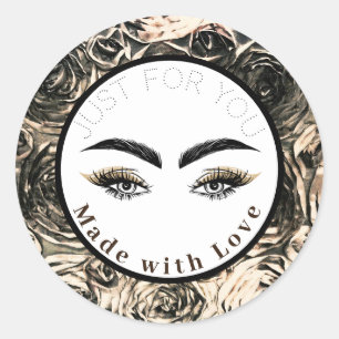 Gold Glamour Rose Glam Lashes Makeup Eyes Classic Round Sticker