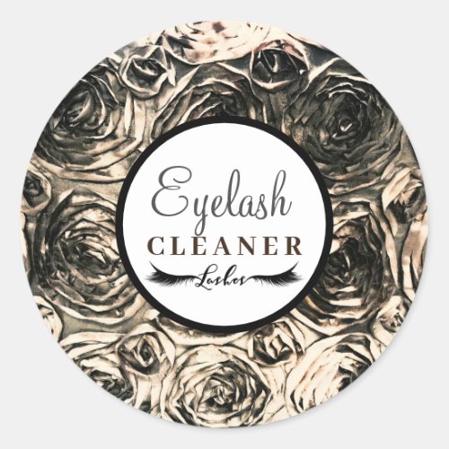 Gold Glamour Roses Beauty Makeup Lash Cleaner Classic Round Sticker