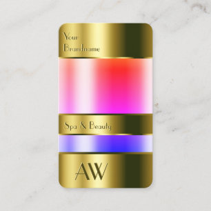 Gold Glass Case Look Colorful Liquids Monogram Business Card
