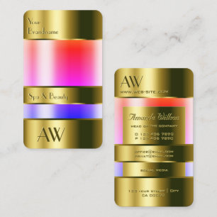 Gold Glass Case Look Colorful Liquids Monogram Business Card