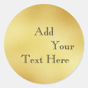 Gold Glass Foil Faux Glitter Customize Classic Round Sticker