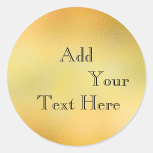 Gold Glass Foil Faux Glitter Customize Classic Round Sticker