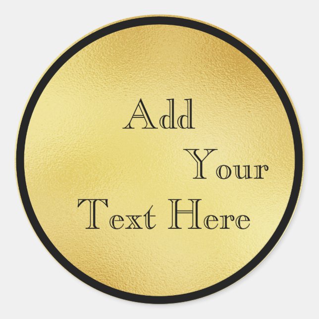 Gold Glass Foil Faux Glitter Customize Classic Round Sticker (Front)