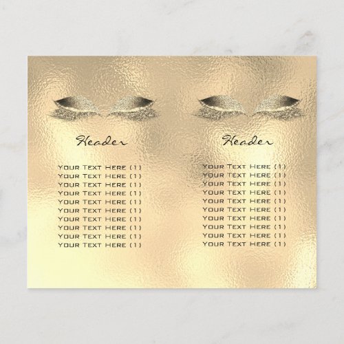 Gold Glass Glitter Makeup Eye Lash Prices Leaflet Flyer