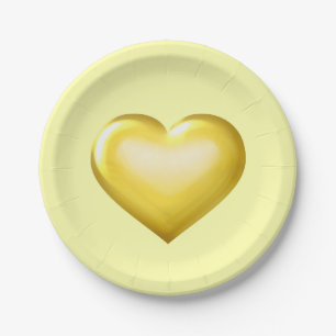 Gold Glass Heart  Paper Plates