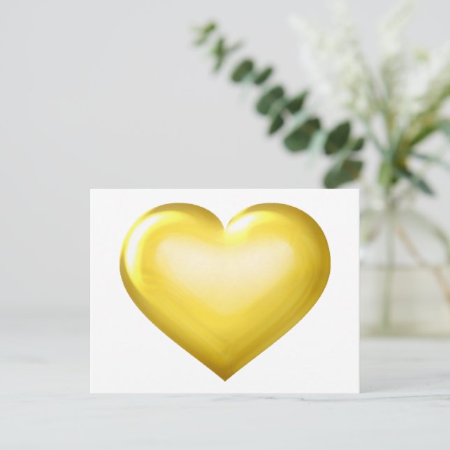 Gold glass heart postcard (Standing Front)