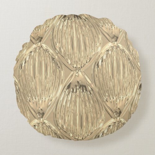 Gold glass look yellow pattern round pillow