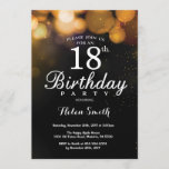 Gold Glitter 18th Birthday Invitation Card<br><div class="desc">Gold Glitter 18th Birthday Invitation Card. Adult Birthday. Gold Glitter Bokeh Background. 16th 18th 21st 30th 40th 50th 60th 70th 80th 90th 100th. Any Age. For further customization,  please click the "Customize it" button and use our design tool to modify this template.</div>