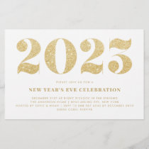 Gold Glitter 2023 New Year's Eve Party Invitation