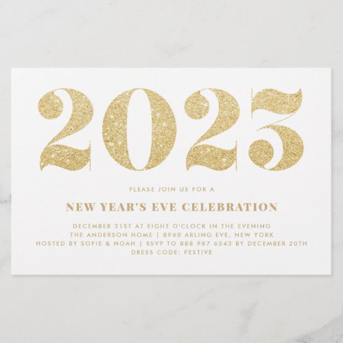 Gold Glitter 2023 New Years Eve Party Invitation