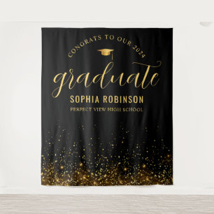 Gold Glitter 2024 Graduate  Graduation Party  Tapestry
