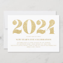 Gold Glitter 2024 New Year's Eve Party Invitation