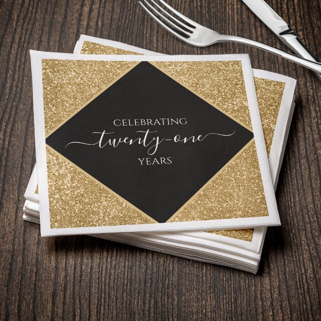 Gold Glitter 21st Anniversary Happy Birthday Party Napkins (Gold Glitter 21st Anniversary Happy Birthday Party Napkins
)