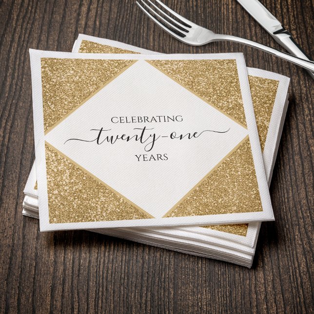 Gold Glitter 21st Anniversary Happy Birthday Party Napkins (Gold Glitter 21st Anniversary Happy Birthday Party Napkins
)