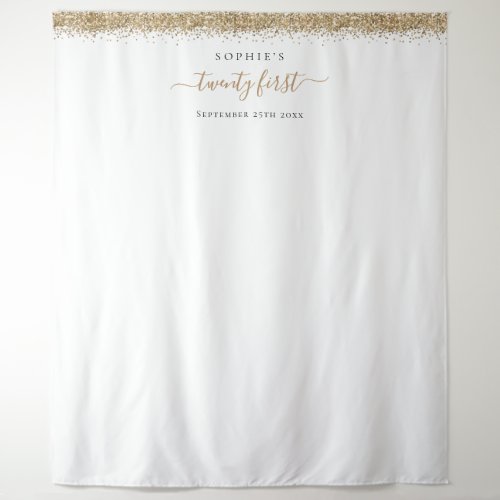 Gold Glitter 21st Background for Photos Tapestry