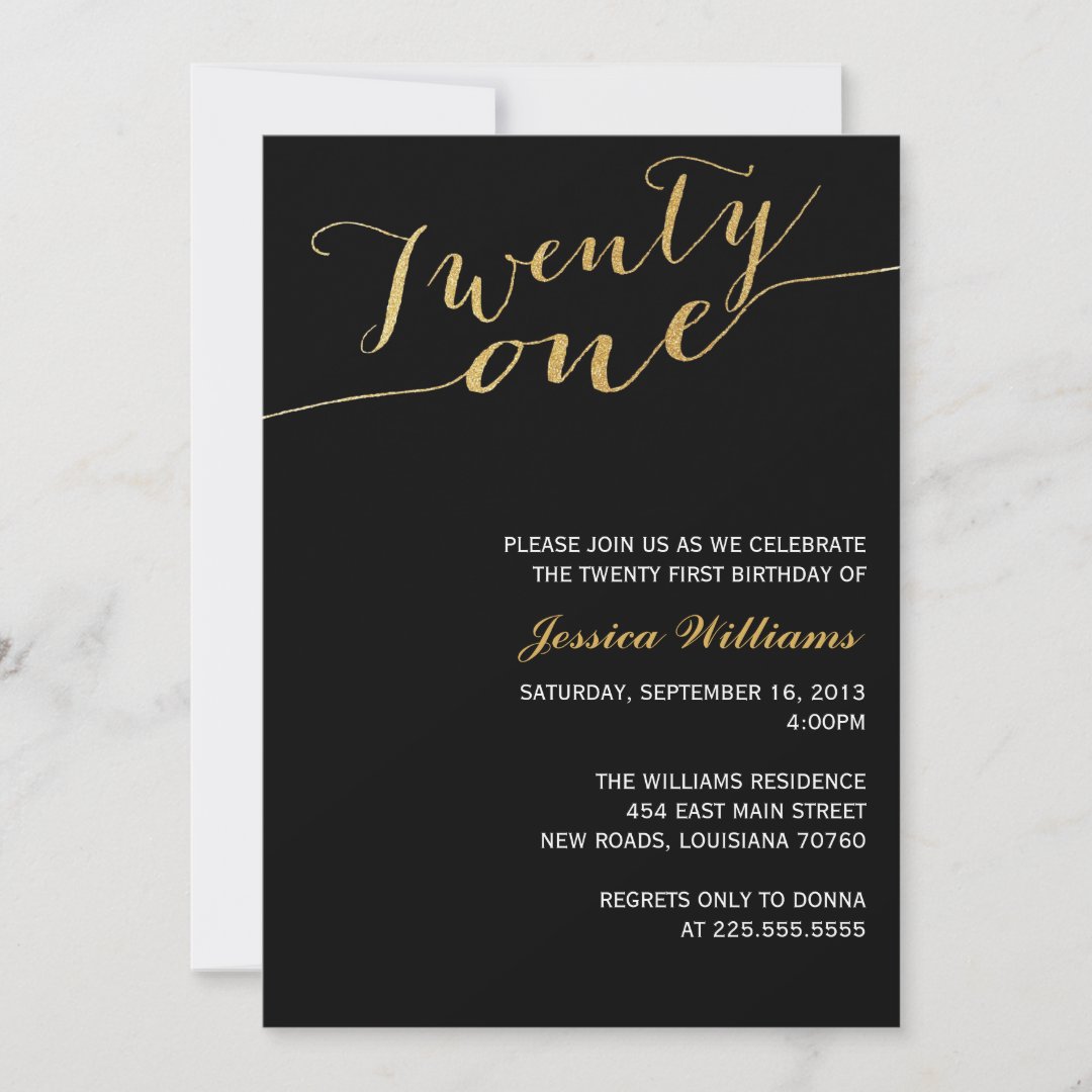 Gold Glitter 21st Birthday Party Invitation | Zazzle