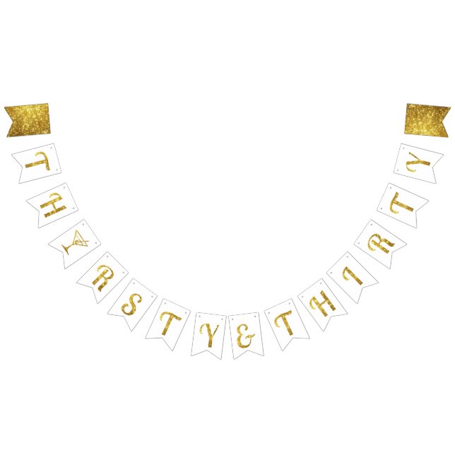 Gold Glitter 30thBirthday/Anniversary Party Banner (All)