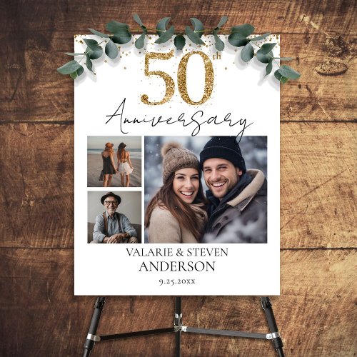 Gold Glitter 3 photo 50th Wedding Anniversary Foam Board