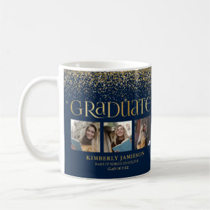 Gold Glitter 3 Photo Graduation Coffee Mug