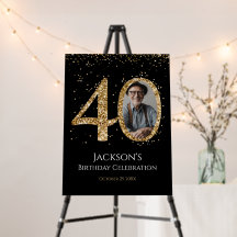 Gold Glitter 40th Birthday Photo