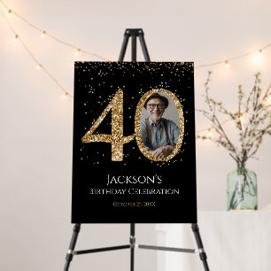 Gold Glitter 40th Birthday Photo Foam Board