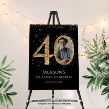 Gold Glitter 40th Birthday Photo