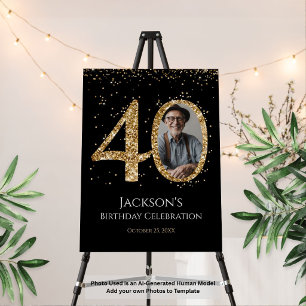 Gold Glitter 40th Birthday Photo Foam Board