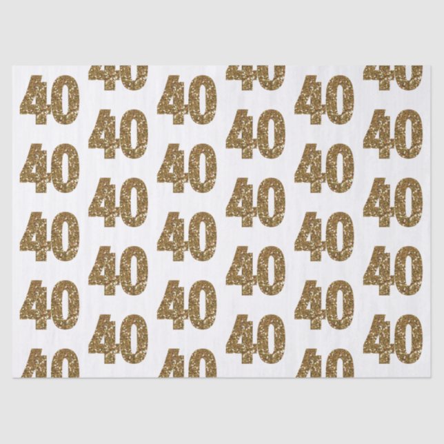 Gold Glitter 40th Birthday Tissue Paper (Front)