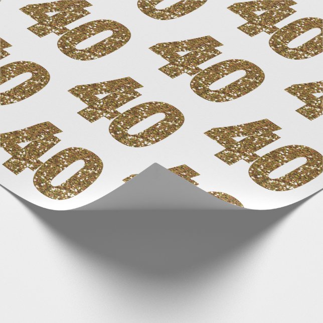 Gold Glitter 40th Birthday Wrapping Paper (Corner)