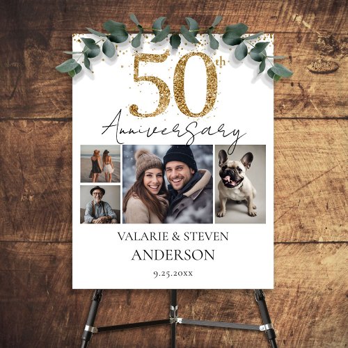 Gold Glitter 4 photo 50th Wedding Anniversary Foam Board