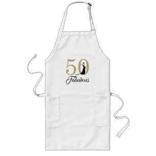 Gold Glitter 50 Fabulous 50th Birthday Long Apron