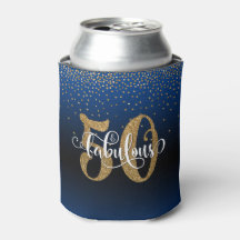 Gold Glitter 50 & Fabulous Blue Ombre Birthday