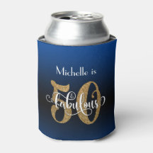 Gold Glitter 50 & Fabulous Blue Ombre Birthday