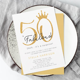 Gold Glitter 50th and Fabulous Birthday Party Invitation