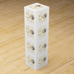 Gold Glitter 50th Anniversary Photo Template Gift Wine Box