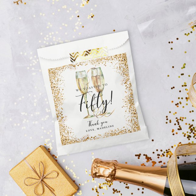 Gold Glitter 50th Birthday  Favor Bag (Creator Uploaded)