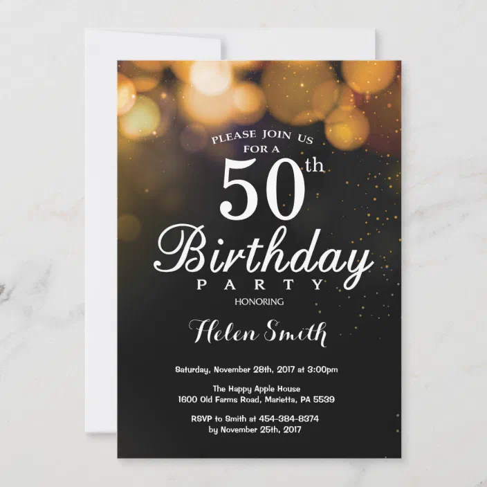 50 x Mens Birthday Party Invitations 30th 40th 50th 60th 70th 80th Aged 