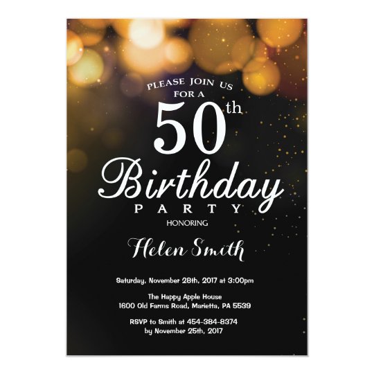 Gold Glitter 50th Birthday Invitation Card | Zazzle.com