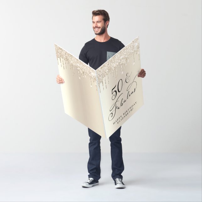 Gold Glitter 50th Birthday Jumbo Card (In Situ)