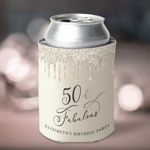 Gold Glitter 50th Birthday Party Can Cooler