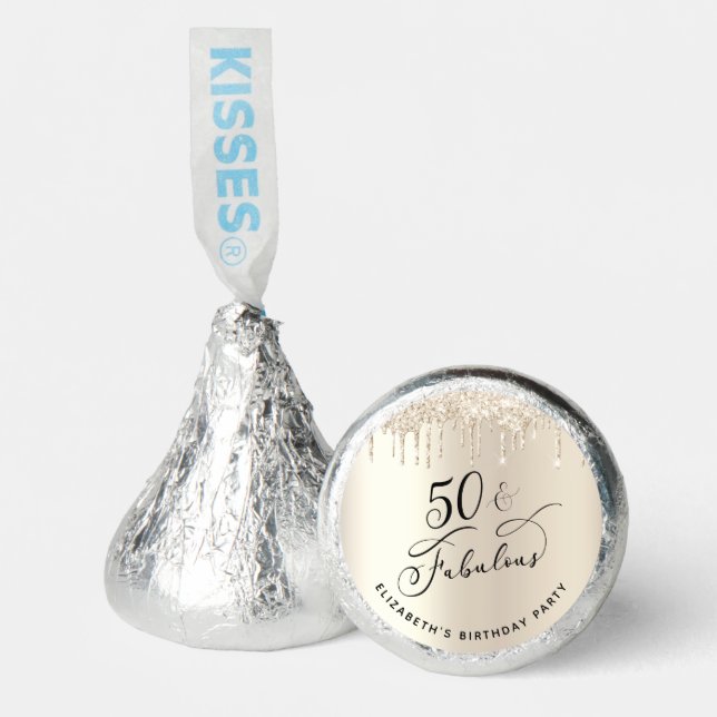 Gold Glitter 50th Birthday Party Hershey®'s Kisses® (Front)